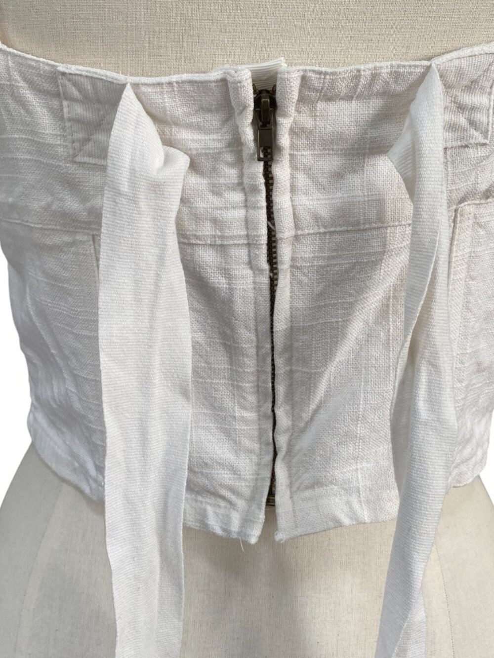 Caren Forbes Corset Bustier Crop Top White Bow Boned Coquette Milkmaid Resort-M - Picture 8 of 12